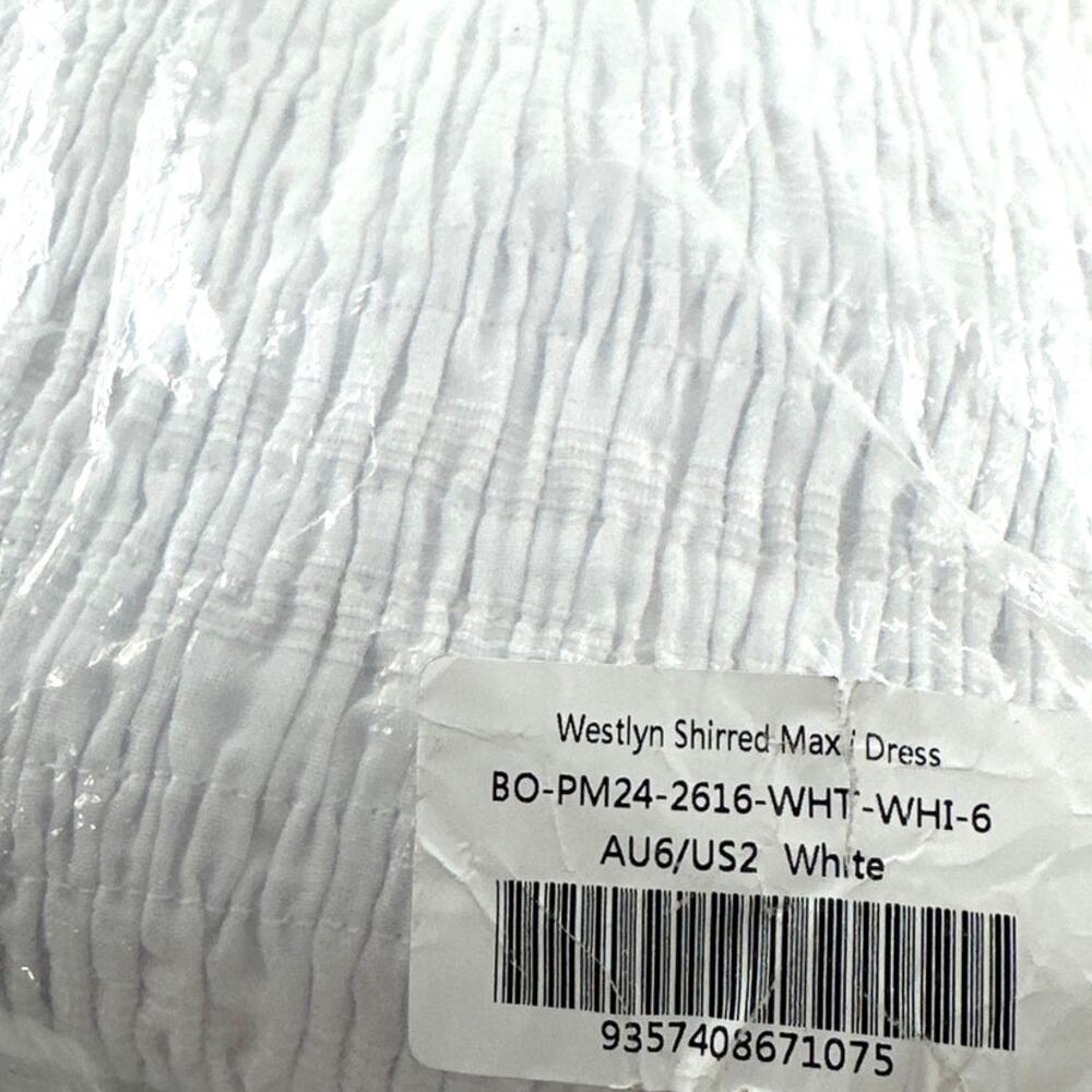 Peppermayo Women's White Westlyn Shirred Maxi Dress Size 2 - Picture 5 of 10